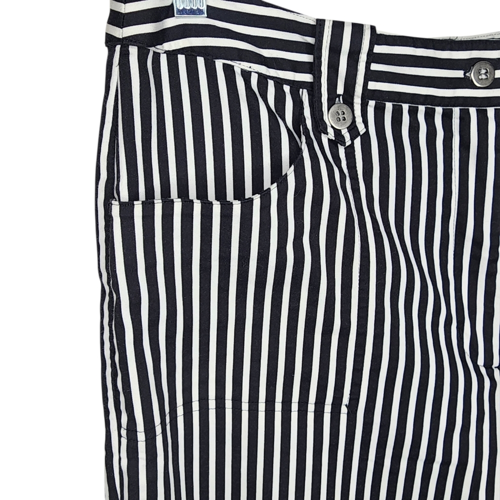 Chicos Women's Black & White Striped Cropped Pants Stretch Size 2.5 - Picture 3 of 8